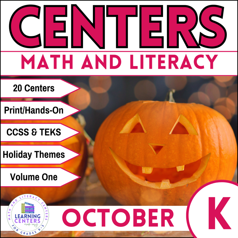 Kindergarten October Math and Literacy Centers