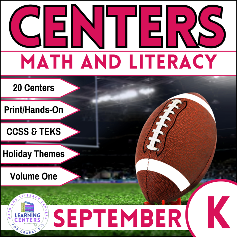 Kindergarten September Math and Literacy Centers