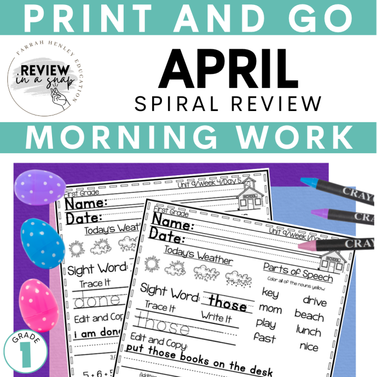April Spiral Review First Grade