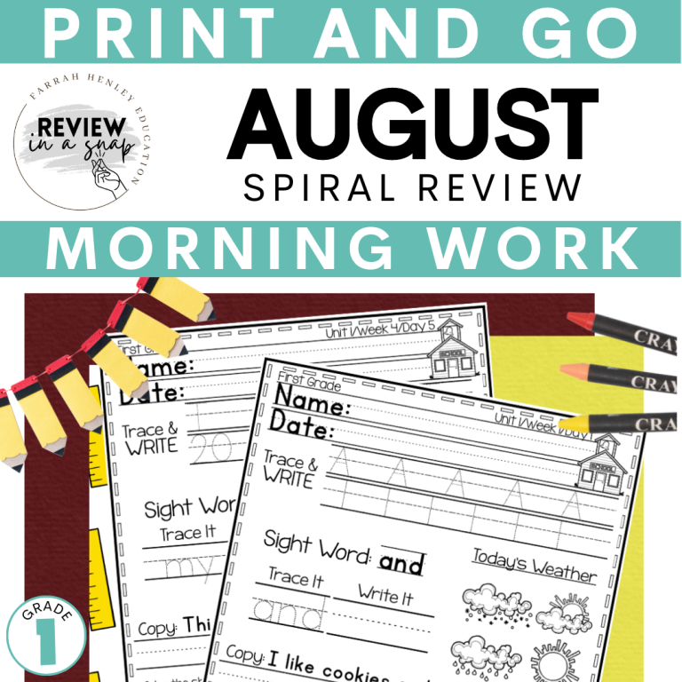 August Spiral Review First Grade