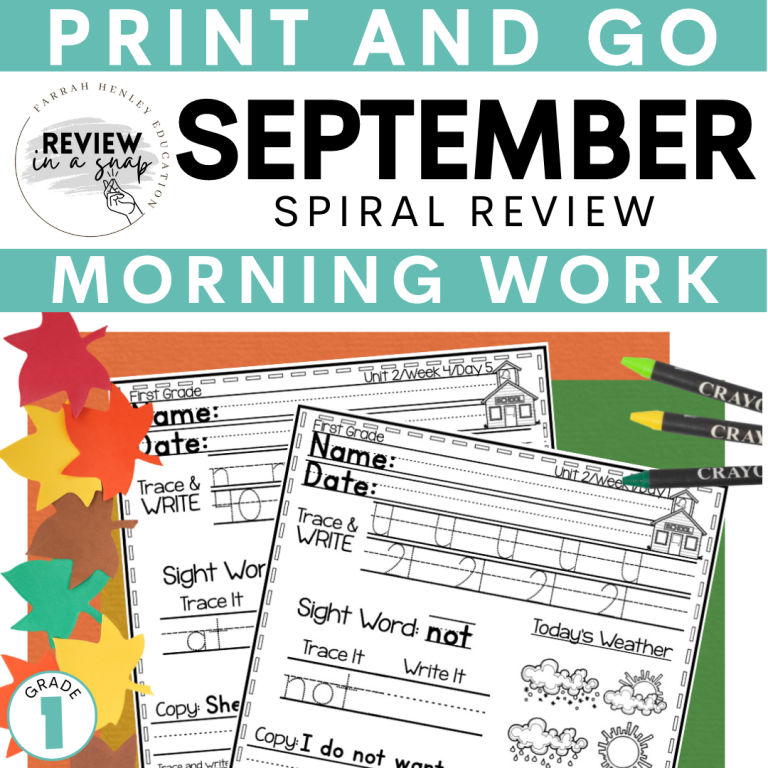 September Spiral Review First Grade