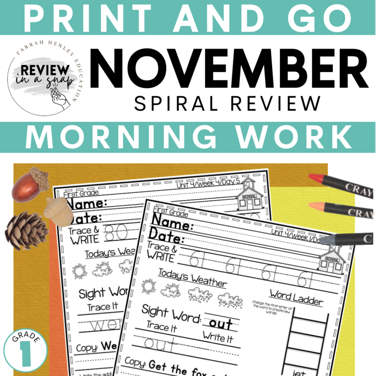 November Spiral Review First Grade