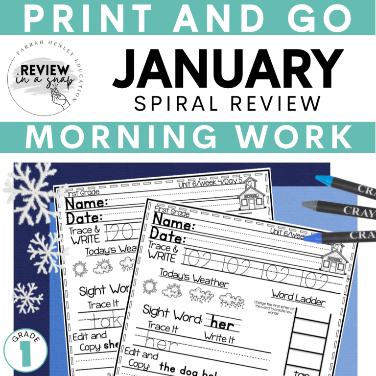 January Spiral Review First Grade