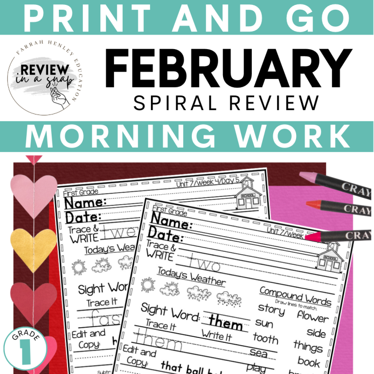 February Spiral Review First Grade