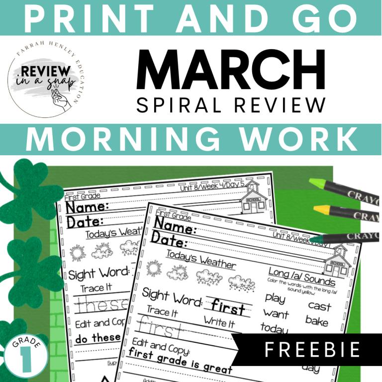 March Spiral Review First Grade