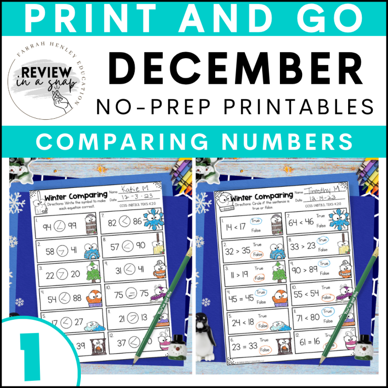 first grade no prep december review