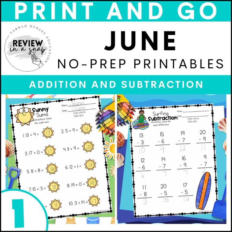 first grade no prep june review