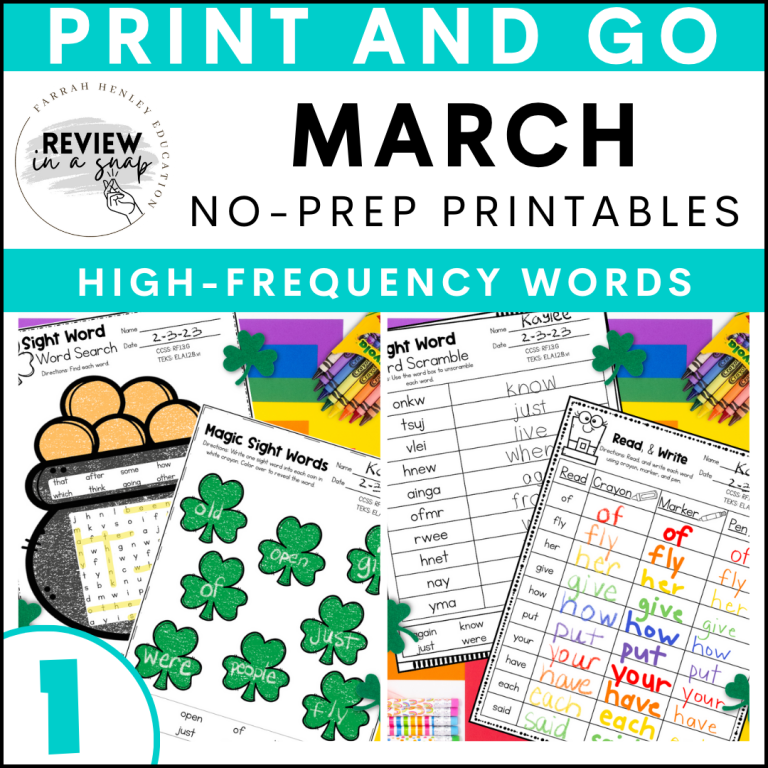 first grade no prep march review