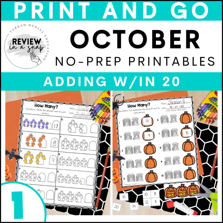 first grade no prep october review