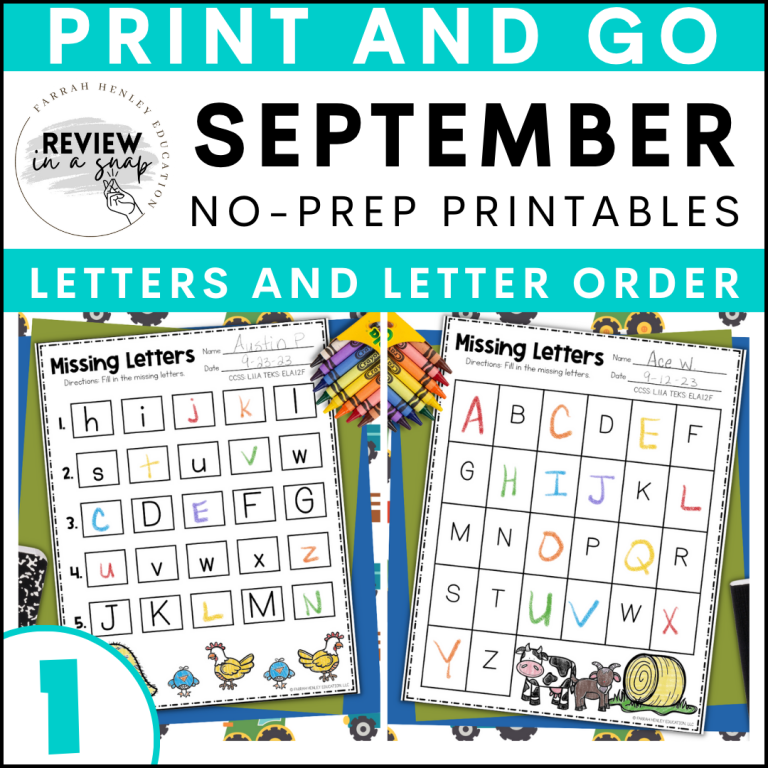 first grade no prep september review