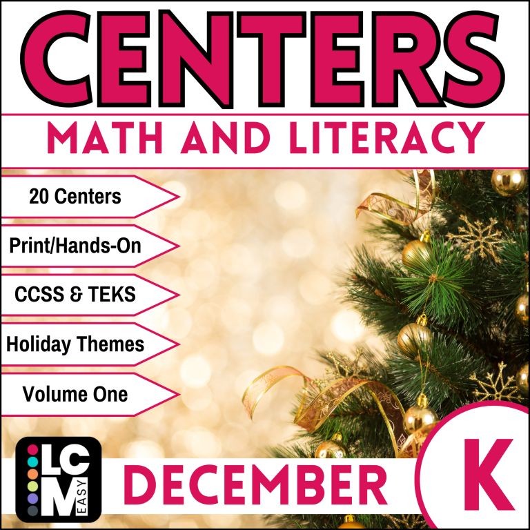 kindergarten december math and literacy centers