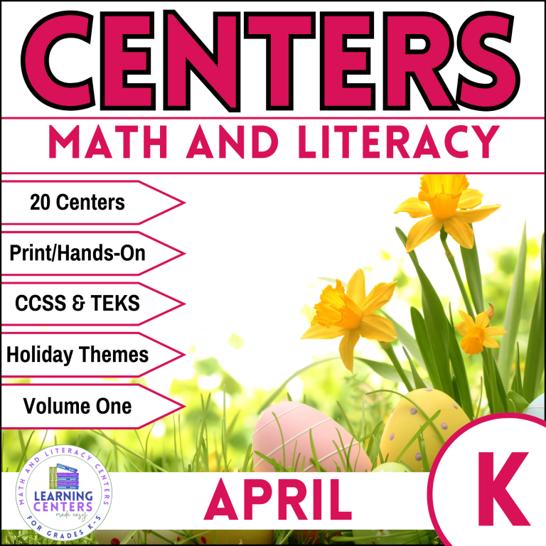 kindergarten april math and literacy centers