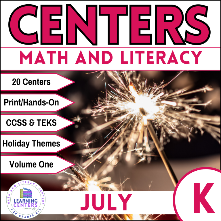 kindergarten july math and literacy centers