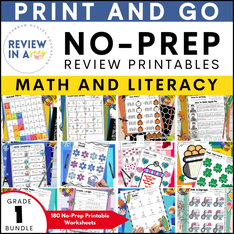 first grade no prep math and literacy review activities