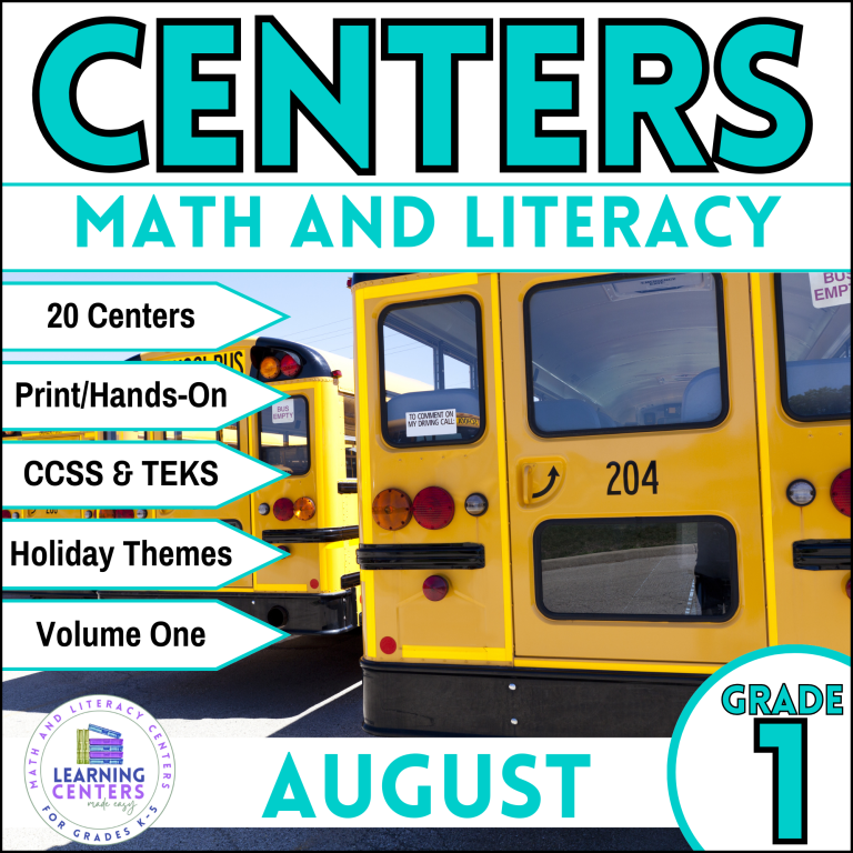 august first grade math and literacy centers