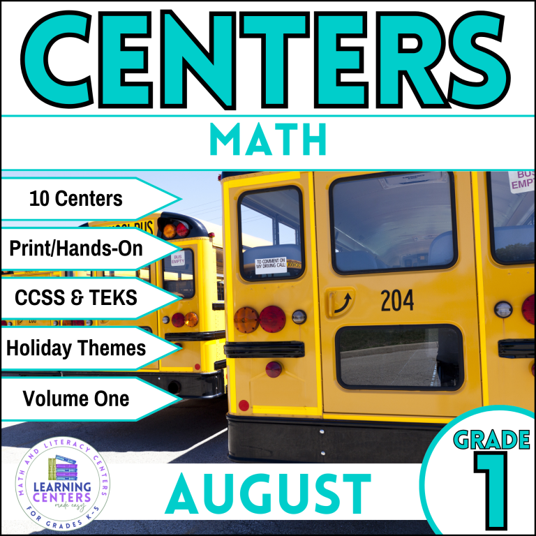 august first grade math centers