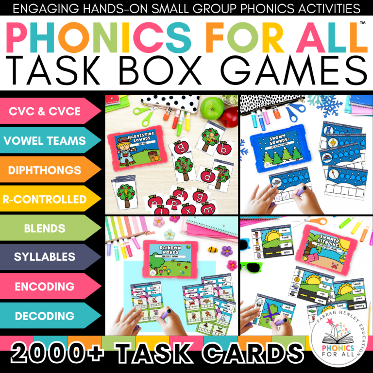 phonics task card box activities