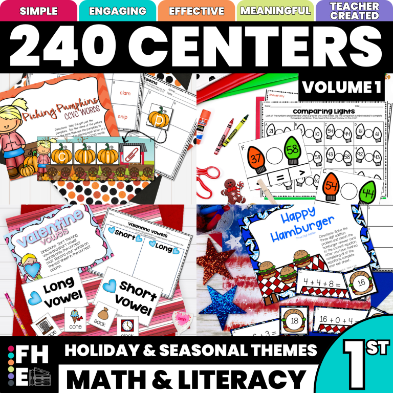 first grade math and literacy centers
