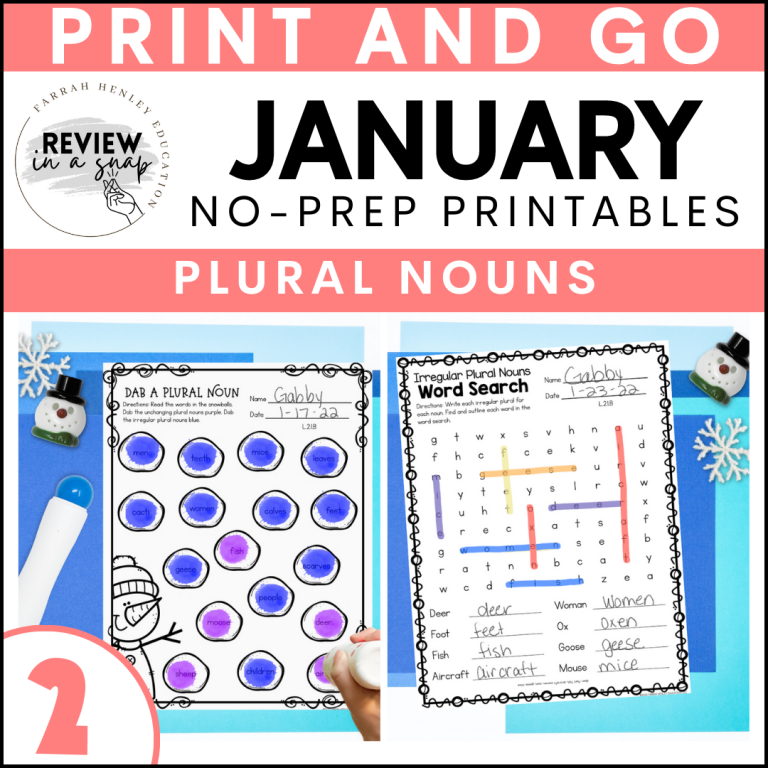 second grade no prep january review