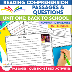 Back To School First Grade Reading Comprehension