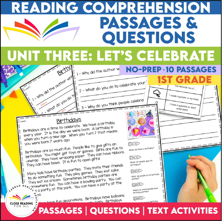 Celebrations First Grade Reading Comprehension