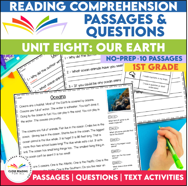 Earth Day First Grade Reading Comprehension