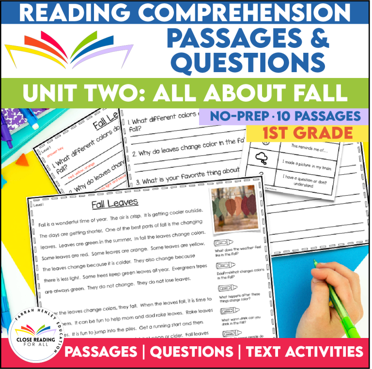 Fall First Grade Reading Comprehension