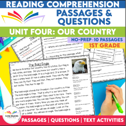 Patriotic First Grade Reading Comprehension