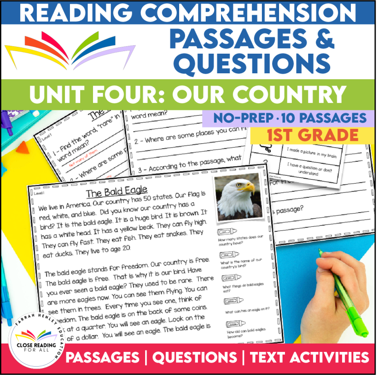 Patriotic First Grade Reading Comprehension