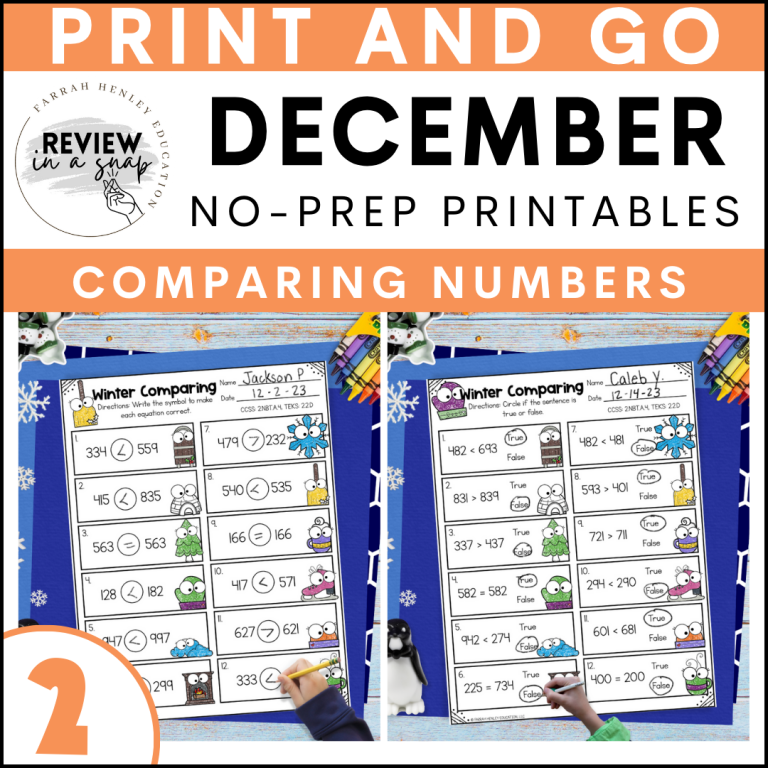 second grade no prep december review