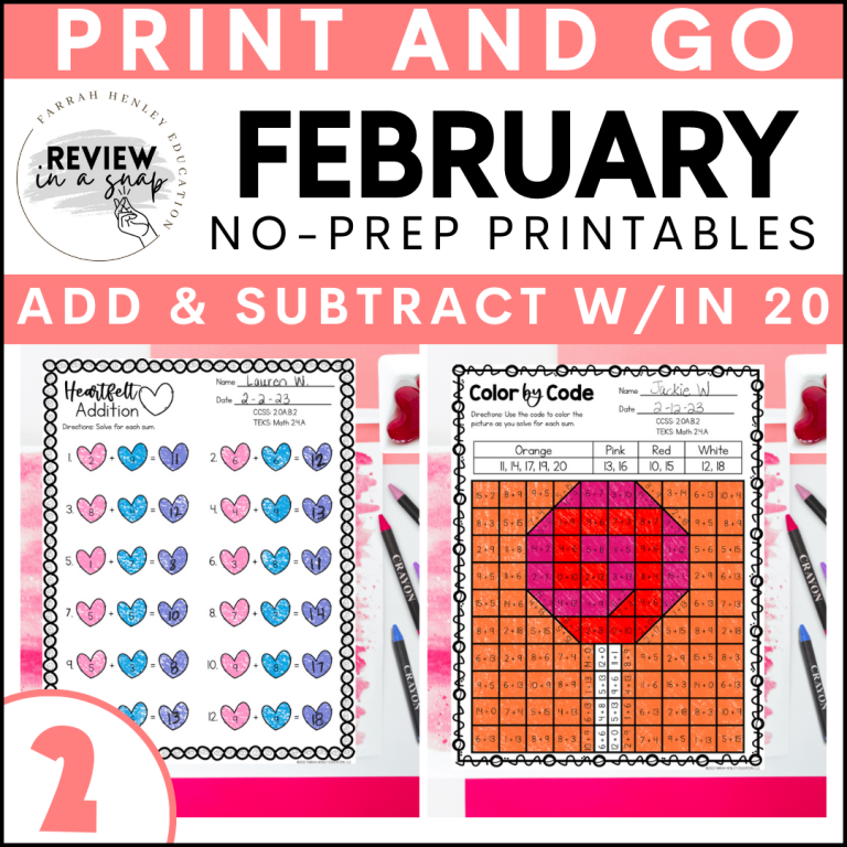Second Grade No Prep February Review Activities