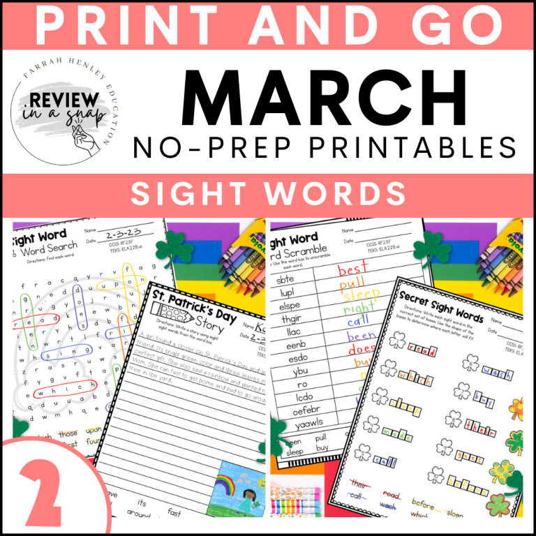 second grade no prep march review