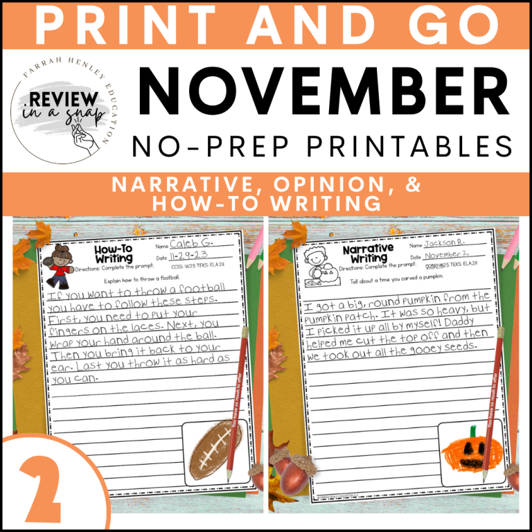 second grade no prep november review