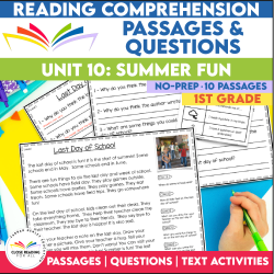 Summer Fun First Grade Reading Comprehension