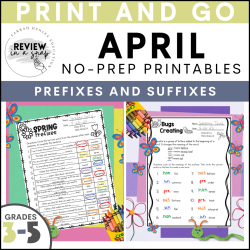 Third Fourth and Fifth Grade No Prep April Review Activities