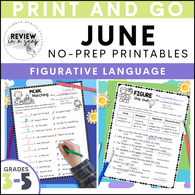 third fourth and fifth grade no prep june review activities