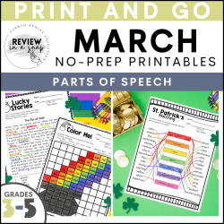 Third Fourth and Fifth Grade No Prep March Review Activities