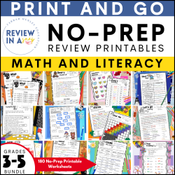 Third Fourth and Fifth Grade No Prep Math and Literacy Review Activities