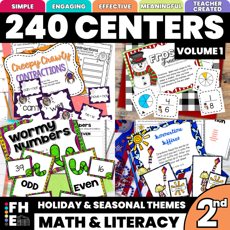 second grade math and literacy centers