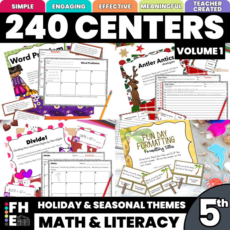 fifth grade math and literacy centers