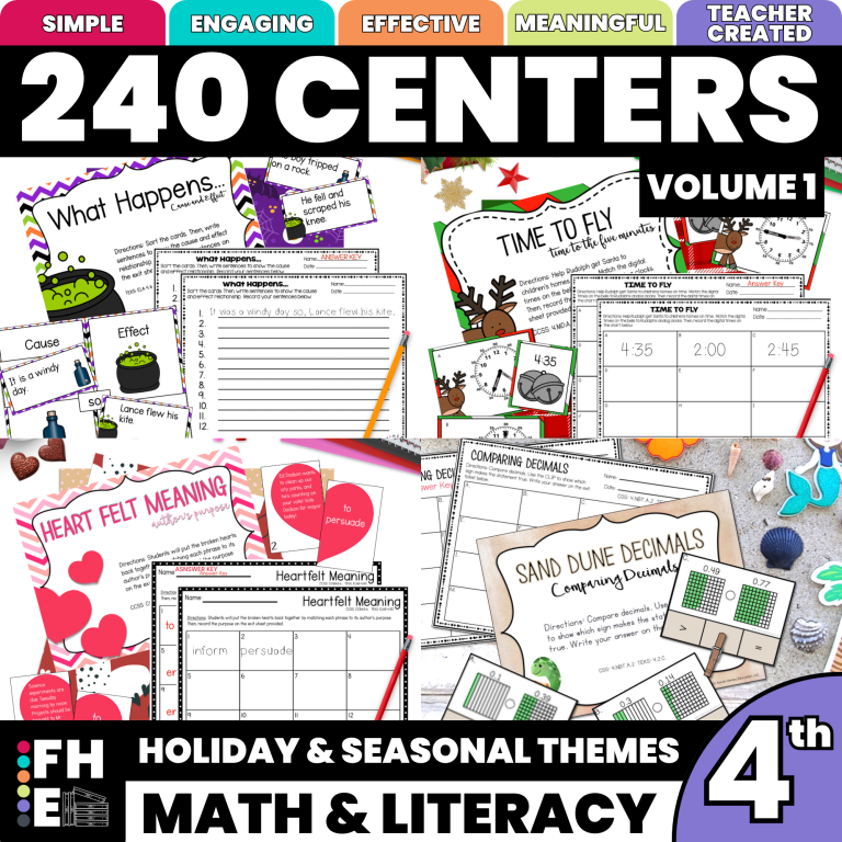 fourth grade math and literacy centers