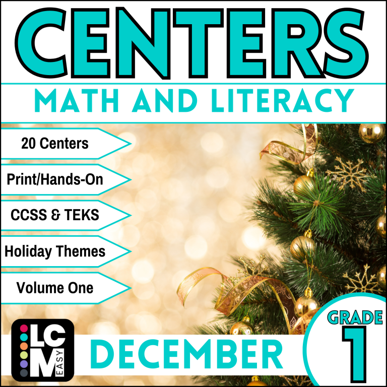 first grade december math and literacy centers