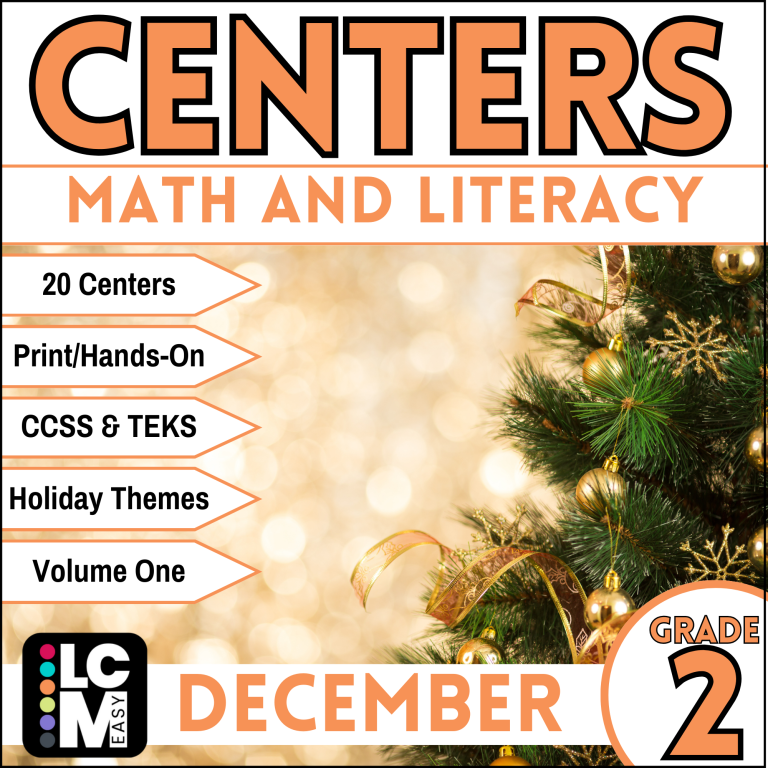 second grade december math and literacy centers
