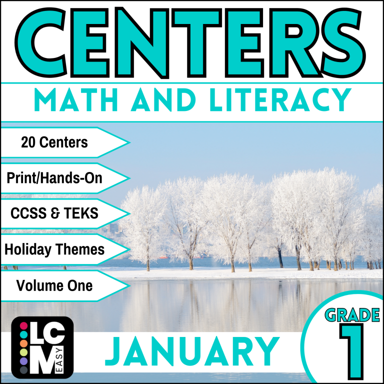 first grade january math and literacy centers