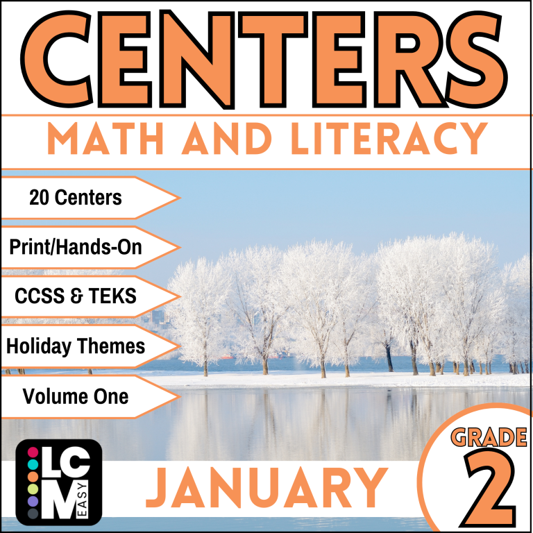 january second grade math and literacy centers