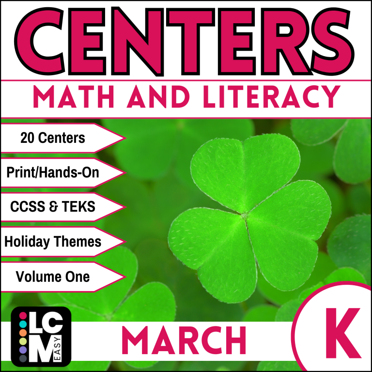 Kindergarten March Math and Literacy Centers