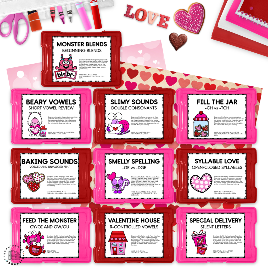 february valentines phonics centers