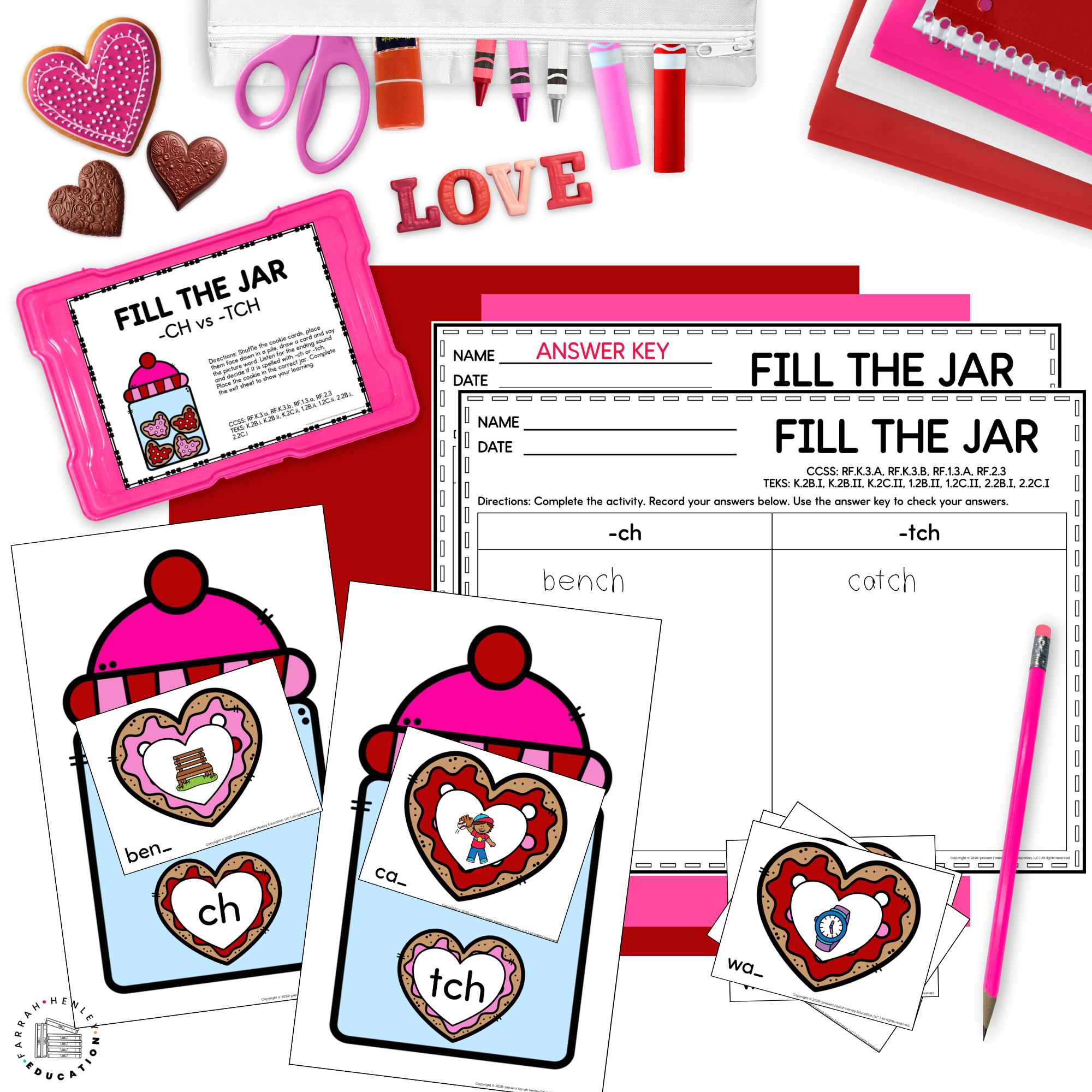february valentines phonics centers