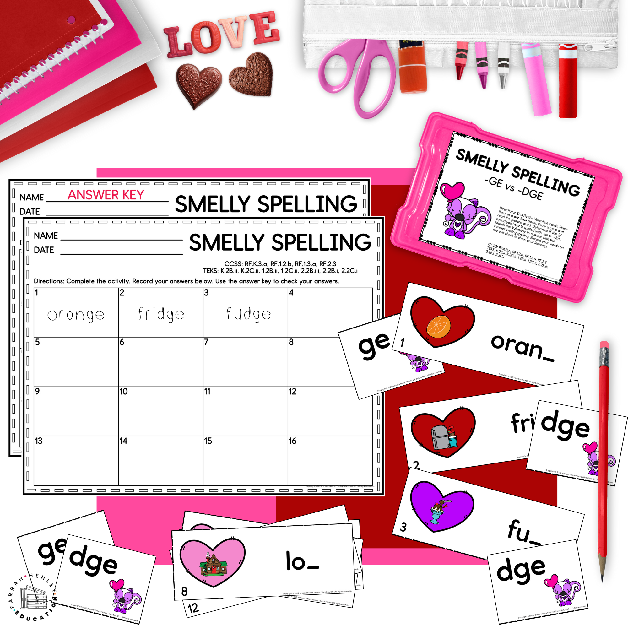 february valentines phonics centers