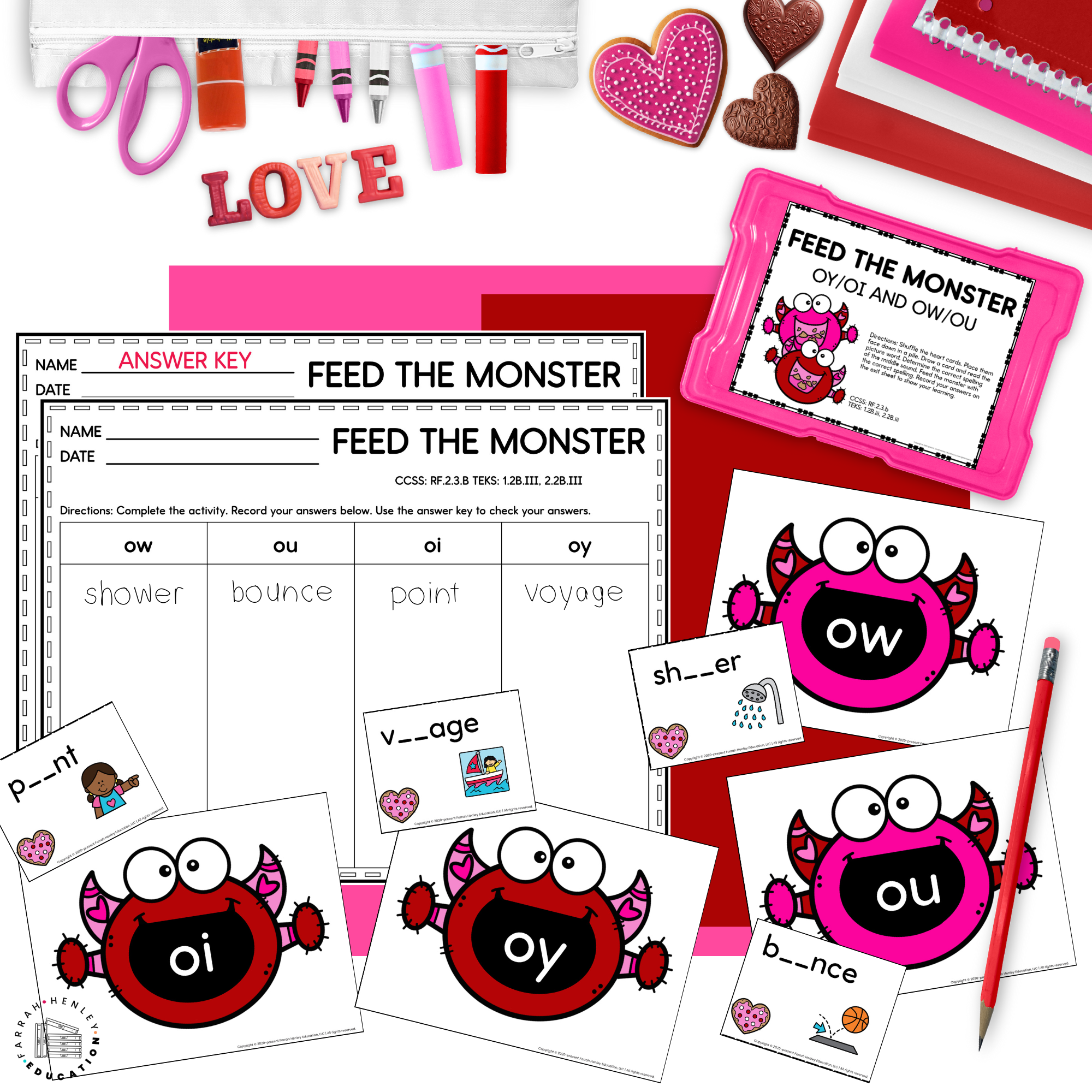 february valentines phonics centers